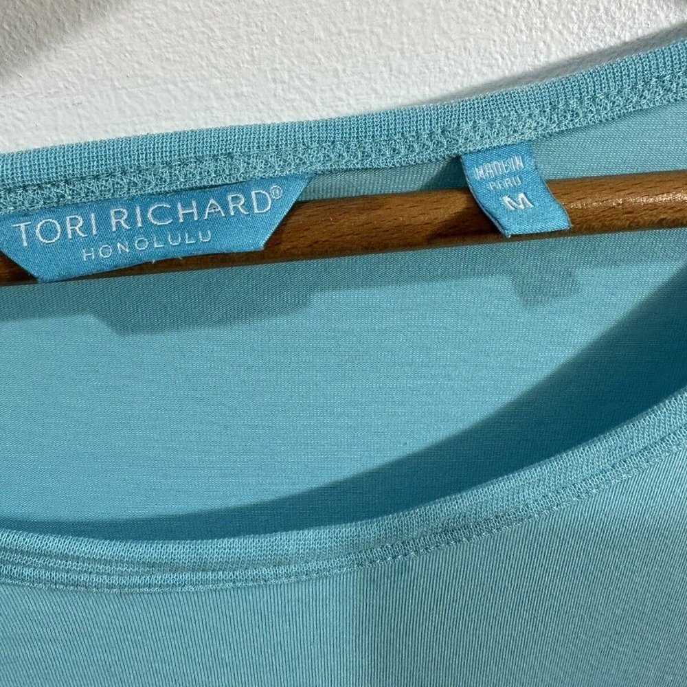 TORI RICHARD‎ Blue 3/4sleeve Women's T-Shirt  Size M - Picture 4 of 10
